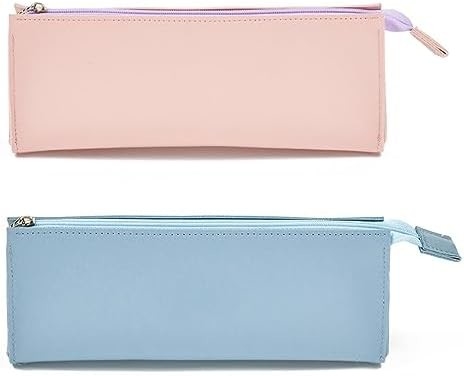 ISuperb 4 Stück Kleines Bleistiftgehäuse PU Leder Bleistiftbeutel Wasserdichtes Organisator Lagertasche Kosmetische Reißverschlussbeutel für Frauen