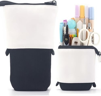 Teleskopische Bleistifttasche Stifthalter Schreibwarenkoffer, PU Corduroy Stand-up Rückziehbare Transformator Tasche Farbiger Organisator,
