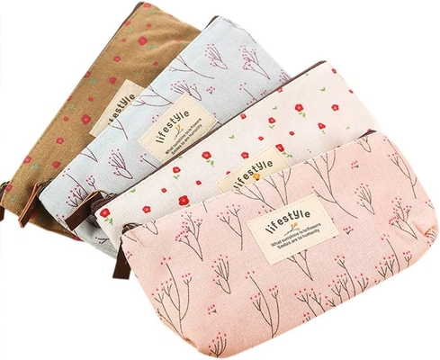 Bleistiftkasten, süße Blumenblumen Leinwand Reißverschluss Bleistiftkasten schönes Gewebe Blumenbaum Stift Taschen Versorgung 4 Stück