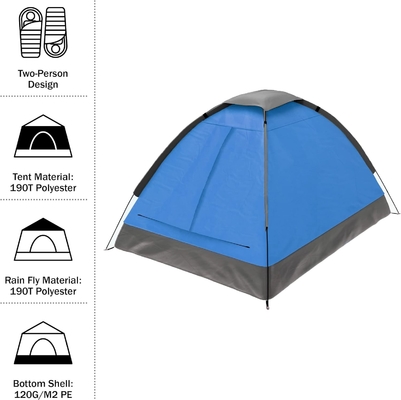 Zwei-Personen-Dome-Zelt ️ Einfache Einrichtung Schutzhütte mit Regenfliege und Handtasche für Camping, Strand, Rucksack, Wandern,