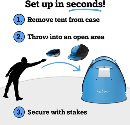Abco 2-Person Pop Up Tent - Portable Cabana mit 2 Türen, wasserdicht und UV-Schutz, Tragetasche - Sky Blue