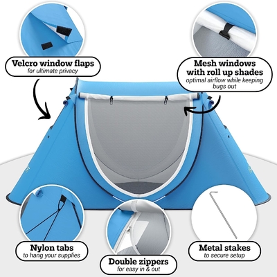 Abco 2-Person Pop Up Tent - Portable Cabana mit 2 Türen, wasserdicht und UV-Schutz, Tragetasche - Sky Blue