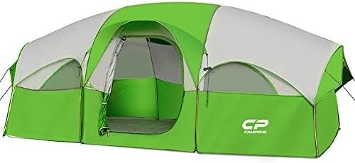CAMPROS CP Zelt für 8 Personen Campingzelt Wetterbeständig Familienzelt 5 große Maschenfenster, doppelte Schicht, geteilt