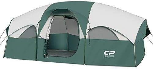 CAMPROS CP Zelt für 8 Personen Campingzelt Wetterbeständig Familienzelt 5 große Maschenfenster, doppelte Schicht, geteilt