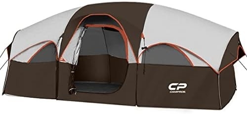 CAMPROS CP Zelt für 8 Personen Campingzelt Wetterbeständig Familienzelt 5 große Maschenfenster, doppelte Schicht, geteilt