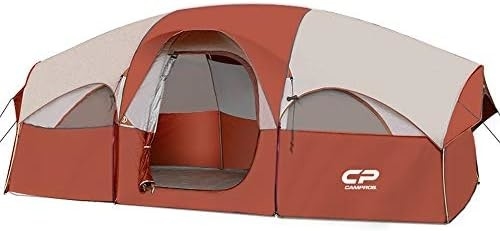 CAMPROS CP Zelt für 8 Personen Campingzelt Wetterbeständig Familienzelt 5 große Maschenfenster, doppelte Schicht, geteilt