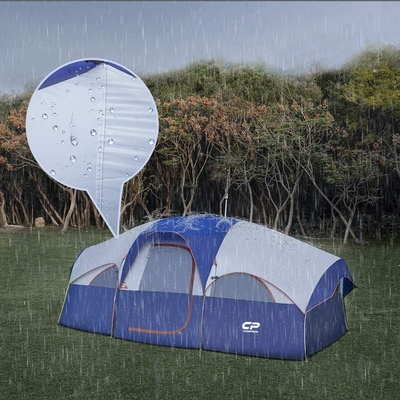 CAMPROS CP Zelt für 8 Personen Campingzelt Wetterbeständig Familienzelt 5 große Maschenfenster, doppelte Schicht, geteilt