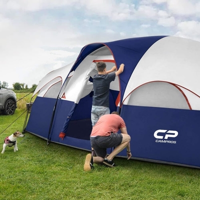 CAMPROS CP Zelt für 8 Personen Campingzelt Wetterbeständig Familienzelt 5 große Maschenfenster, doppelte Schicht, geteilt