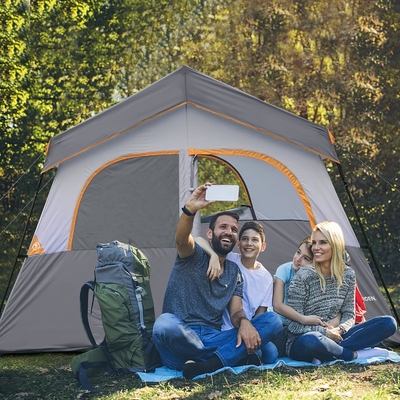 HIKERGARDEN 6 Personen Campingzelt - Tragbar, leicht einstellbar Familienzelt fürs Camping, winddichtes Gewebe Hüttenzelt im Freien