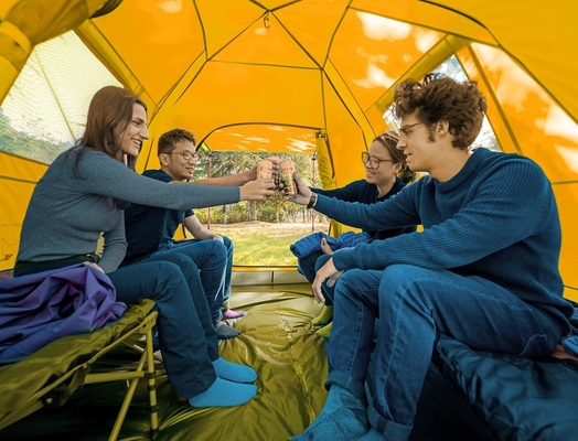 KAZOO 2/4 Personen Campingzelt Außenwasserdicht Großfamilienzelte 2/4 Personen Einfache Einrichtung Zelt mit Veranda Doppelschicht
