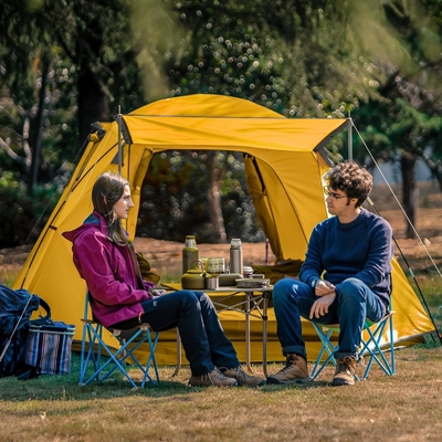 KAZOO 2/4 Personen Campingzelt Außenwasserdicht Großfamilienzelte 2/4 Personen Einfache Einrichtung Zelt mit Veranda Doppelschicht