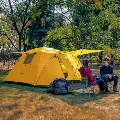 KAZOO 2/4 Personen Campingzelt Außenwasserdicht Großfamilienzelte 2/4 Personen Einfache Einrichtung Zelt mit Veranda Doppelschicht