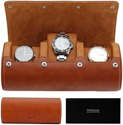 Reisetasche, Uhrenrolle für 3 Uhren, Premium-Falschleder, Geschenkverpackung