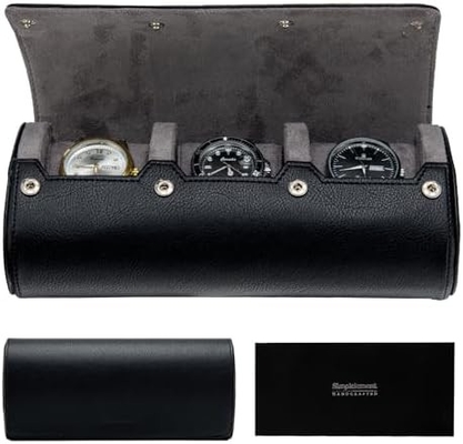 Reisetasche, Uhrenrolle für 3 Uhren, Premium-Falschleder, Geschenkverpackung