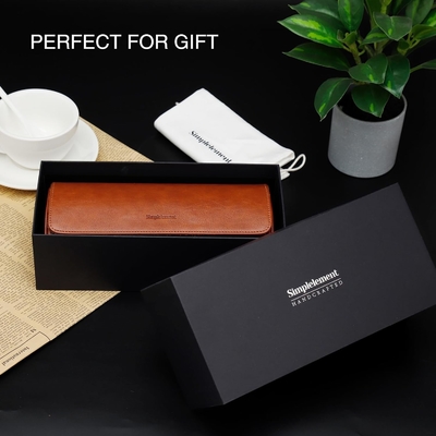 Reisetasche, Uhrenrolle für 3 Uhren, Premium-Falschleder, Geschenkverpackung