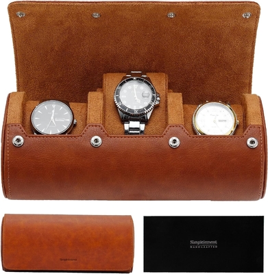 Reisetasche, Uhrenrolle für 3 Uhren, Premium-Falschleder, Geschenkverpackung