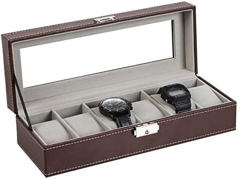NEX 6 Slots Uhr Box Organisator für Männer, Schwarze Uhr Halter Stand Display Lagerkase