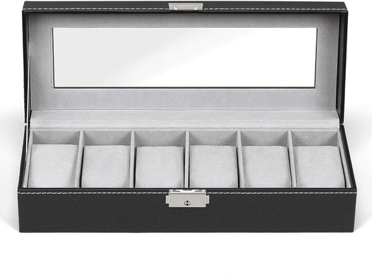 NEX 6 Slots Uhr Box Organisator für Männer, Schwarze Uhr Halter Stand Display Lagerkase