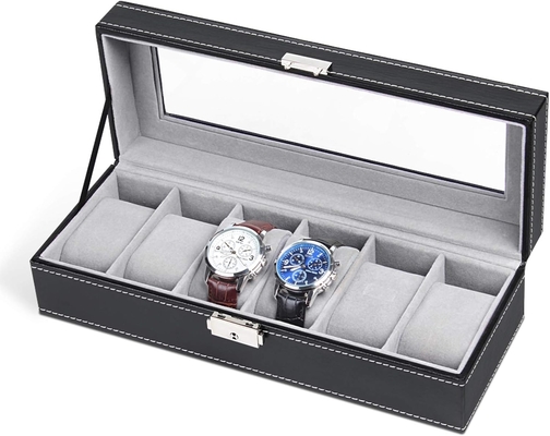 NEX 6 Slots Uhr Box Organisator für Männer, Schwarze Uhr Halter Stand Display Lagerkase