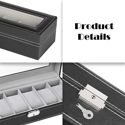 NEX 6 Slots Uhr Box Organisator für Männer, Schwarze Uhr Halter Stand Display Lagerkase