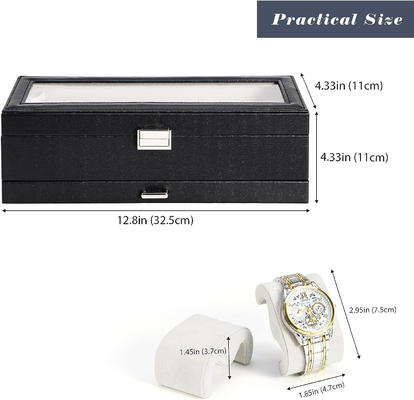 ProCase Uhr Box Organisator für Männer, 6 Slot Uhr Display Case mit Schublade, Vatertagsgeschenk Herrenuhr Halter Uhr