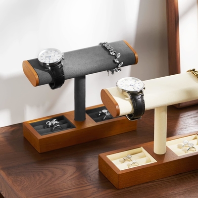 Massivholz-Uhr-Display-Stand T-Bar-Uhr-Stand Schmuckhalter-Stand Uhrenkoffer für Männer Uhrenhalter-Organisator für Männer