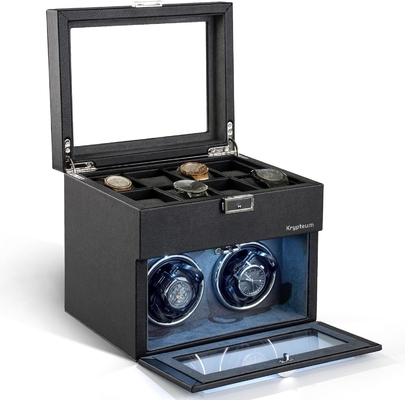 Automatischer Doppeluhrwickler mit 8 zusätzlichen Aufbewahrungsboxen, Doppel-automatischer Uhrenwickler mit Schmuckorganisator,