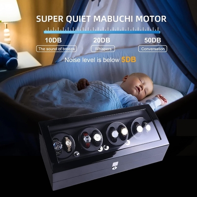 Uhr Winder, XTELARY Luxus 4 Motor Quad Uhr Winder für automatische Uhren Safe &amp; Holz Display Box Gehäuse 8 + 9 Lagerung