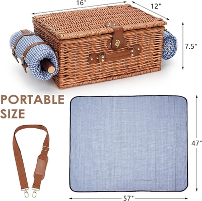 Wicker-Picknickkorb mit Deckel und Griff robuster Gewebter Körper mit waschbarer Auskleidung für Ostern, Muttertag, Outdoor-Camping