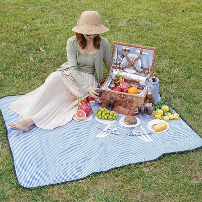 Wicker-Picknickkorb mit Deckel und Griff robuster Gewebter Körper mit waschbarer Auskleidung für Ostern, Muttertag, Outdoor-Camping