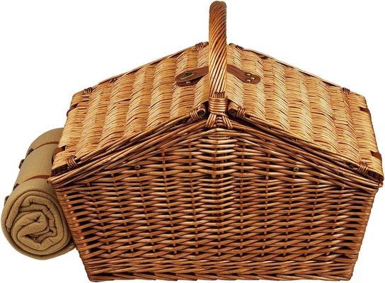 Picknick bei Ascot Huntsman Englisch-Stil Willow Picknickkorb mit Service für 4, Kaffeesatz und Decke-