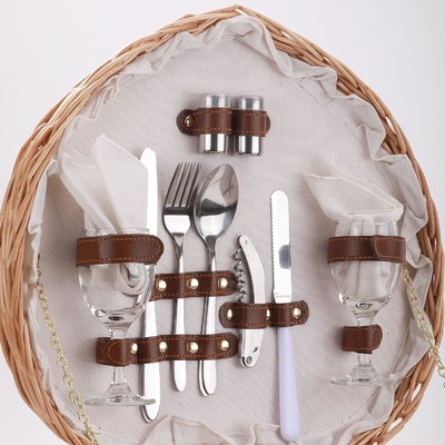 Picknickkorb für 2 Personen Picknickkorb in Herzensform Leergewebe aus Weiden aus Weidenholz, Rucksack mit Deckelgriff
