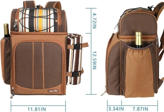 Hap Tim Picknick Rucksackkühlgerät für 4 Personen mit isolierter, undichtem Kühlgerät, Weinhalter, Fleece-Decken,
