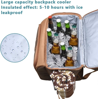 Hap Tim Picknick Rucksackkühlgerät für 4 Personen mit isolierter, undichtem Kühlgerät, Weinhalter, Fleece-Decken,