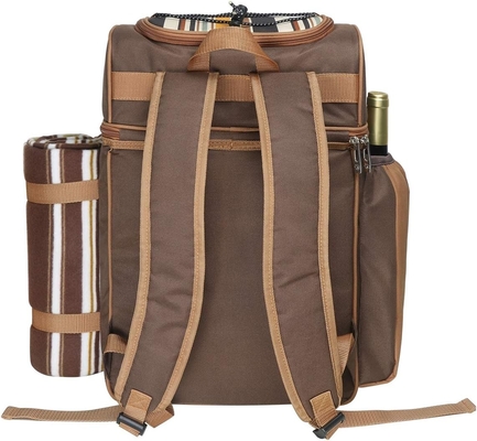 Hap Tim Picknick Rucksackkühlgerät für 4 Personen mit isolierter, undichtem Kühlgerät, Weinhalter, Fleece-Decken,