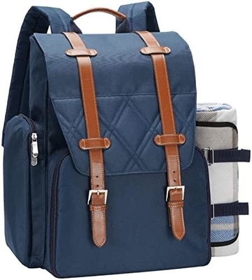 Picknick-Rucksack für 4 Personen mit großer isolierter Kühltasche, Picknick-Korb-Set mit Weinbeutel,