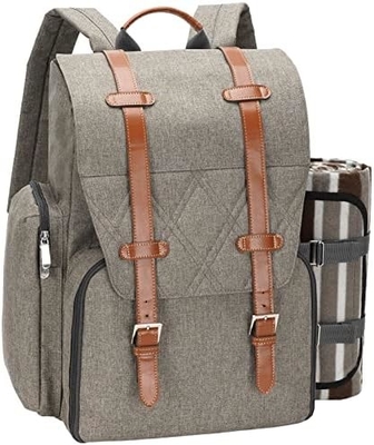 Picknick-Rucksack für 4 Personen mit großer isolierter Kühltasche, Picknick-Korb-Set mit Weinbeutel,