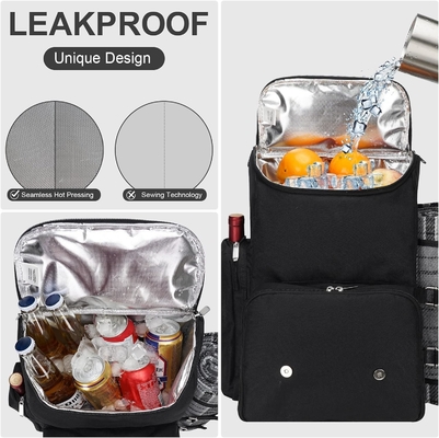 Picknick-Rucksack für 4 Personen mit großer isolierter Kühltasche, Picknick-Korb-Set mit Weinbeutel,