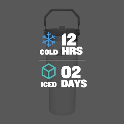 IceFlow Edelstahlflasche mit Stroh, Vakuumisolierte Wasserflasche für Zuhause, Büro oder Auto, wiederverwendbare Tasse