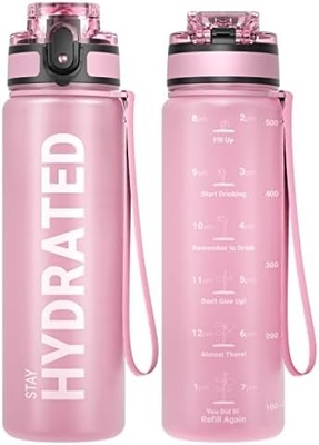 32 Unzen Motivations-Sport-Wasserflasche mit Zeitmarker - Zeit zum Trinken - Tritan, BPA-frei, breit Mund undicht,