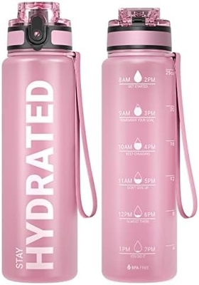32 Unzen Motivations-Sport-Wasserflasche mit Zeitmarker - Zeit zum Trinken - Tritan, BPA-frei, breit Mund undicht,