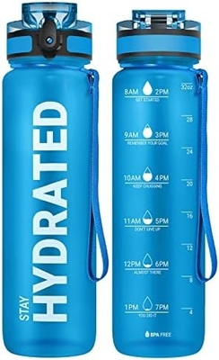 32 Unzen Motivations-Sport-Wasserflasche mit Zeitmarker - Zeit zum Trinken - Tritan, BPA-frei, breit Mund undicht,