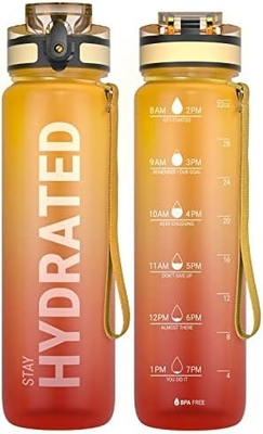 32 Unzen Motivations-Sport-Wasserflasche mit Zeitmarker - Zeit zum Trinken - Tritan, BPA-frei, breit Mund undicht,