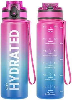 32 Unzen Motivations-Sport-Wasserflasche mit Zeitmarker - Zeit zum Trinken - Tritan, BPA-frei, breit Mund undicht,
