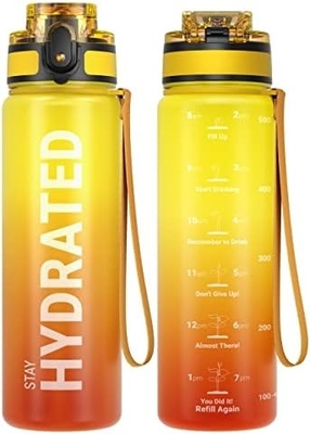32 Unzen Motivations-Sport-Wasserflasche mit Zeitmarker - Zeit zum Trinken - Tritan, BPA-frei, breit Mund undicht,