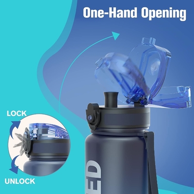 32 Unzen Motivations-Sport-Wasserflasche mit Zeitmarker - Zeit zum Trinken - Tritan, BPA-frei, breit Mund undicht,