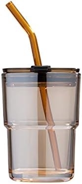 13oz/400ml Wasserglas, Tassen mit Stroh und Deckel versiegelt für Kaffee, Eistee, Dicke Wand Isoliertes Glas