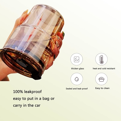 13oz/400ml Wasserglas, Tassen mit Stroh und Deckel versiegelt für Kaffee, Eistee, Dicke Wand Isoliertes Glas