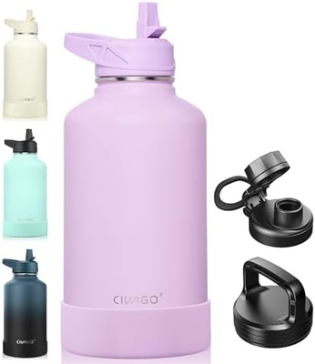32 oz isolierte Wasserflasche mit Stroh, Edelstahl-Sport-Wasserflasche mit 3 Deckeln (Strau, Sprudel und Deckel)