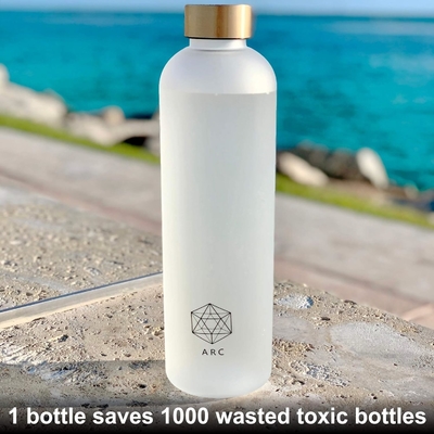 ARCANA Arc Wasserflasche mit Zeitmarker - Motivations-Wasserflaschen mit Zeit zum Trinken - BPA-freier Eiskarton